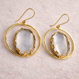 Clear Quartz Circle Earrings