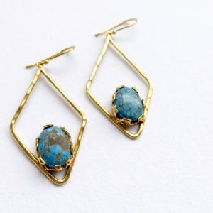 Diamond Shape Turquoise Earrings