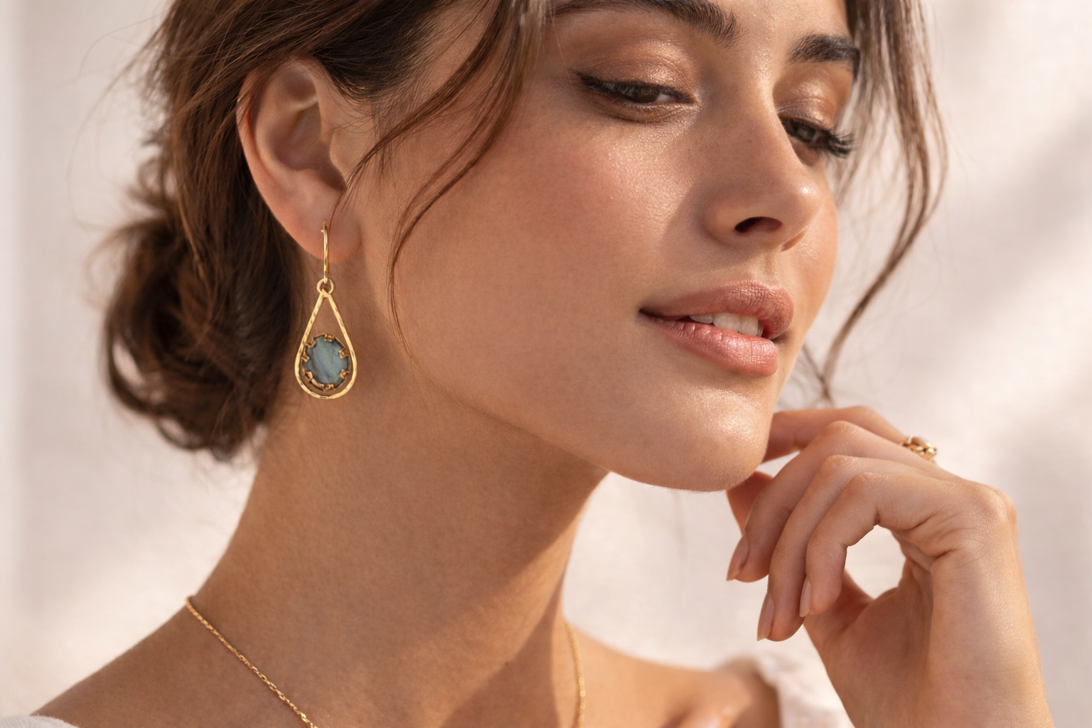 Drop Shape Labradorite Earrings - Image 2