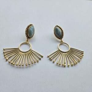 Fan Earrings with Natural Larimar