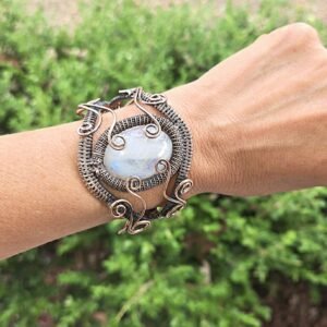 Moonstone Wire Wrapped Copper Bracelet