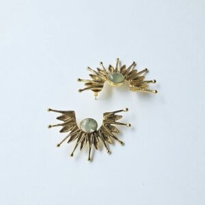 Half Sun Earrings with Prehnite Stone