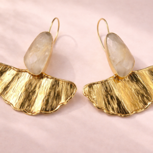 Handmade Earrings with Gold Rutilated Quartz