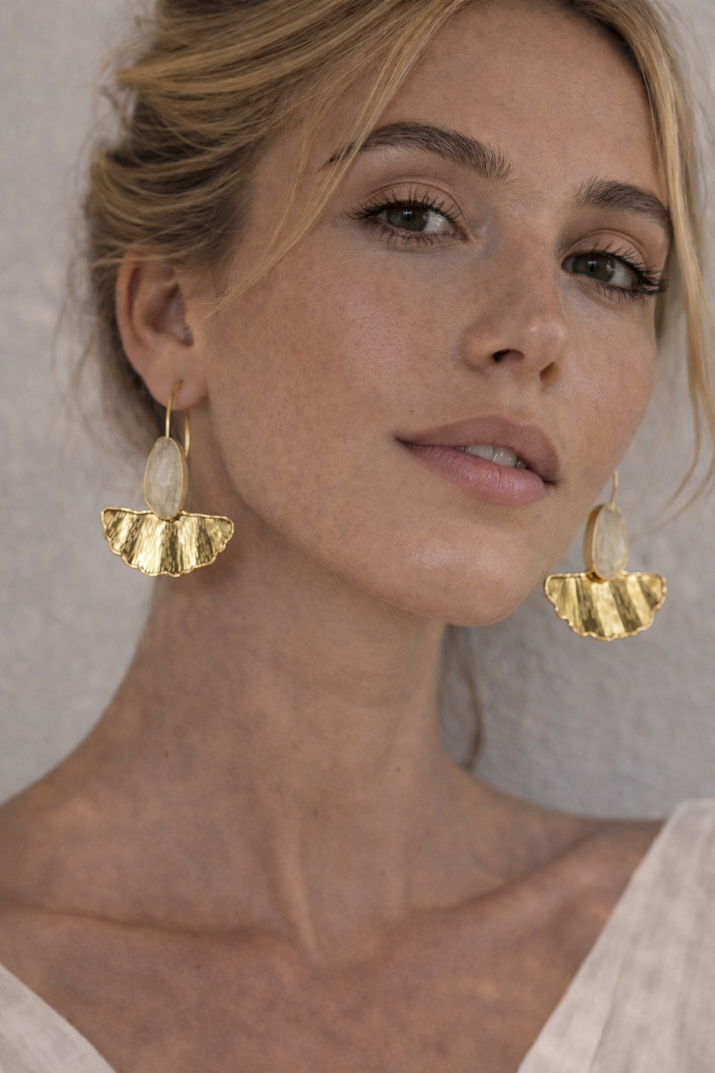 Handmade Earrings with Gold Rutilated Quartz - Image 2