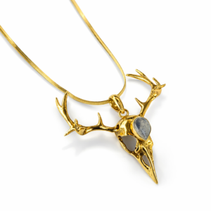 Skull Necklace with Moonstone