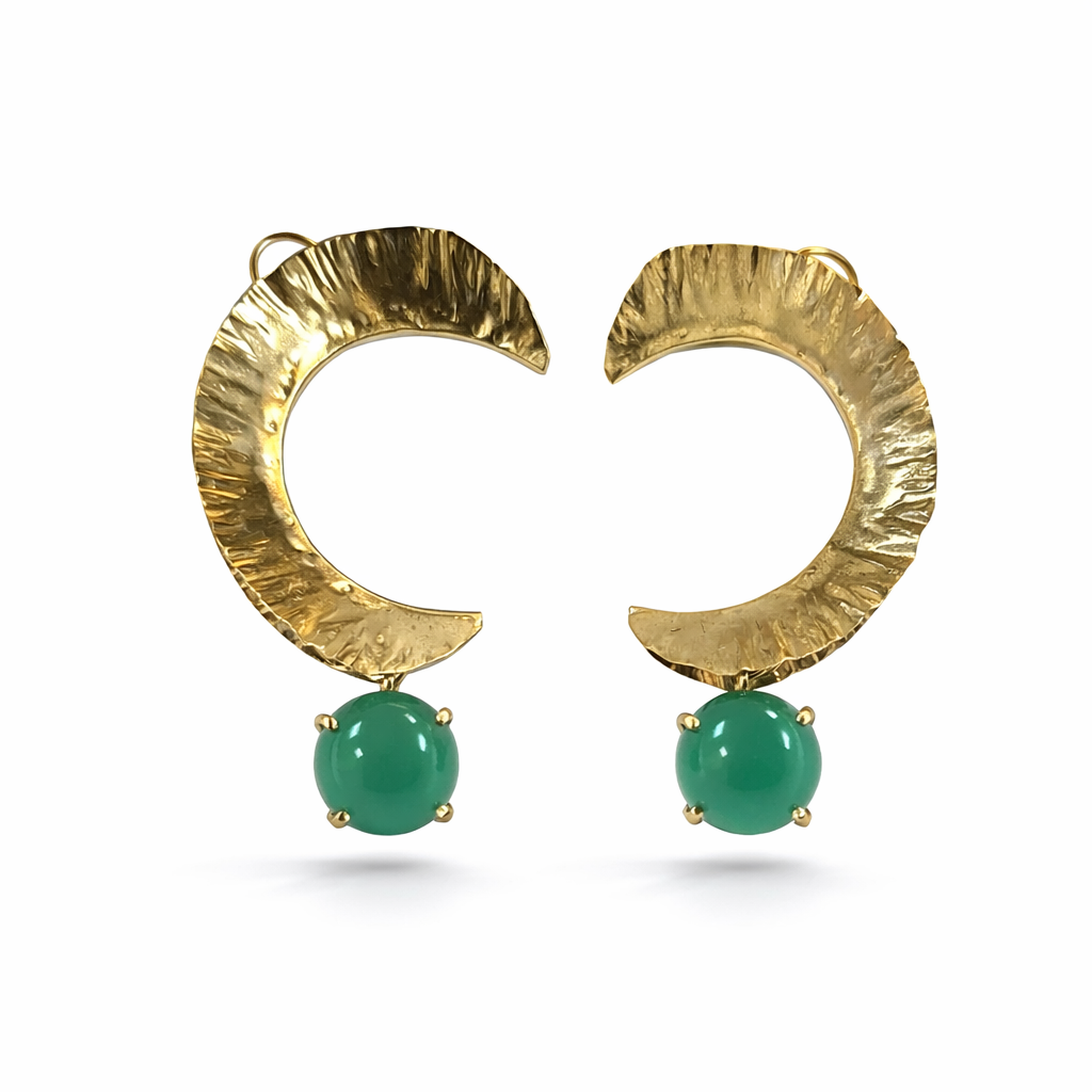 Half Moon Chalcedony Stone Earrings
