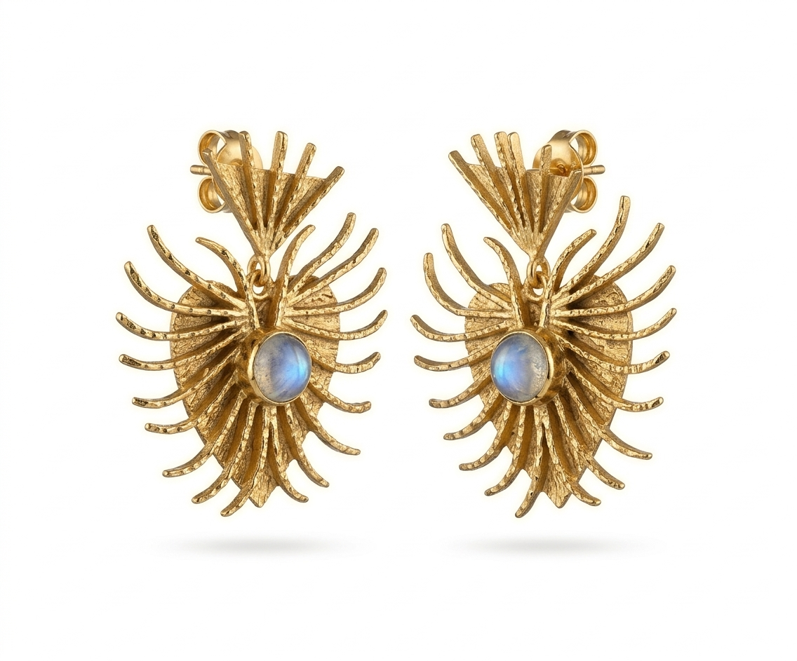 Handmade Heart Moonstone Earrings