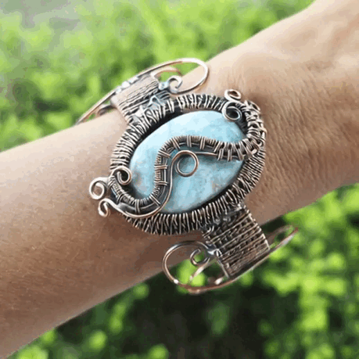 Handmade Copper Bracelet with Larimer Stone - Image 4