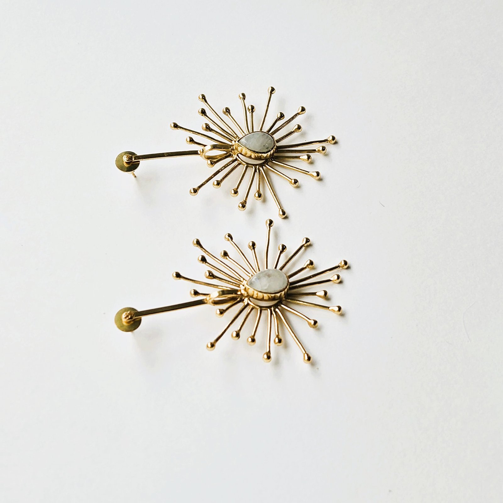 Snow Shape Moonstone Earrings - Image 2