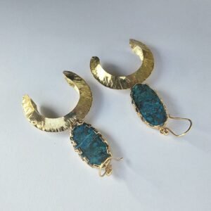 Inverted Moon Earrings with Azurite Malachite