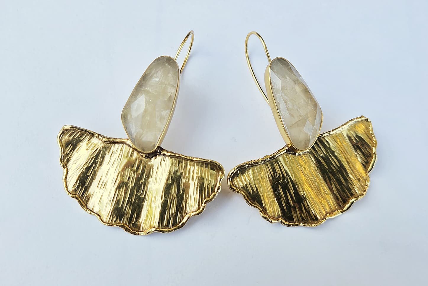 Handmade Earrings with Gold Rutilated Quartz - Image 3
