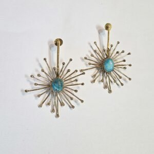 Handmade Sun Earrings with Larimar Stone