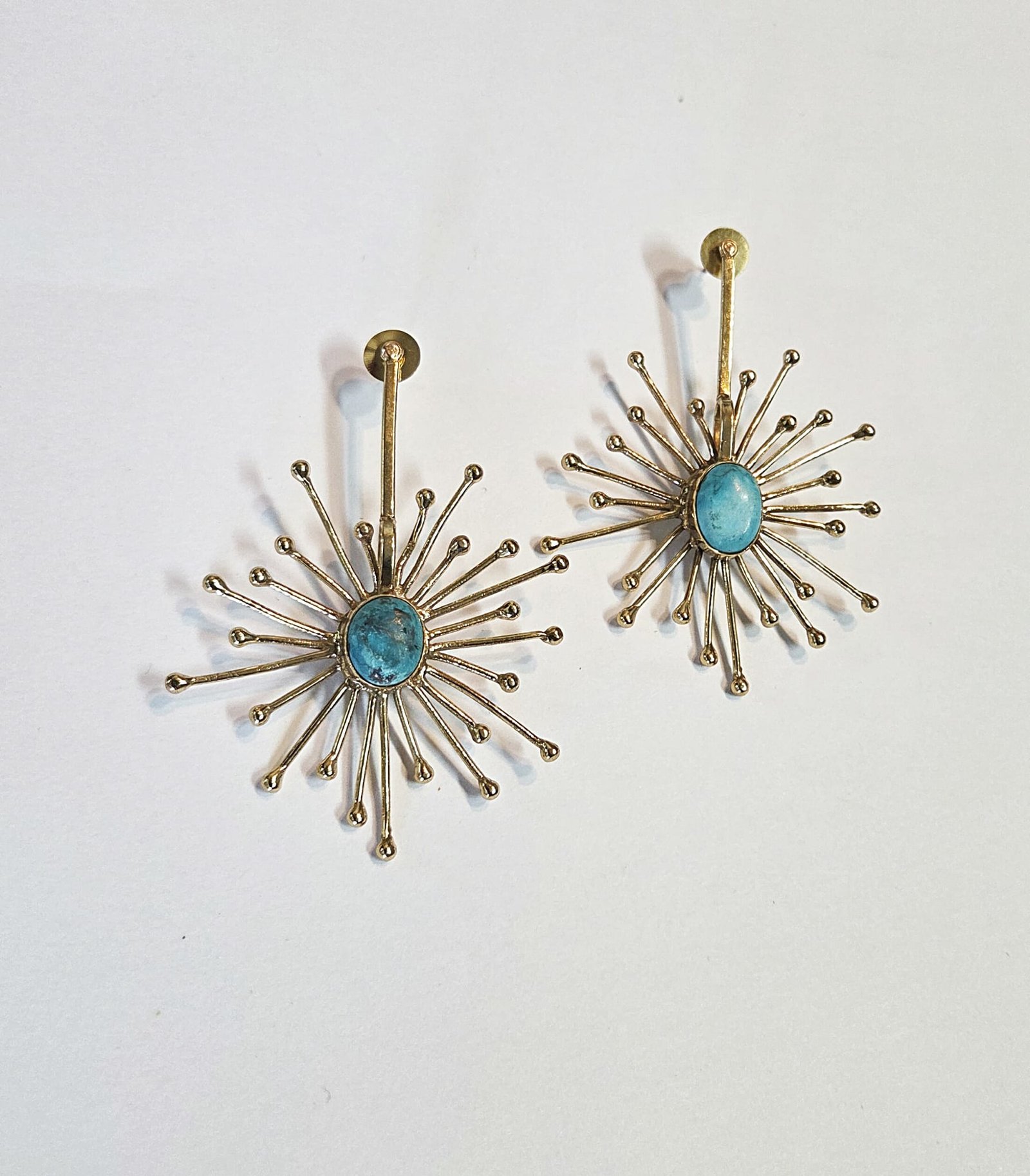 Handmade Sun Earrings with Larimar Stone