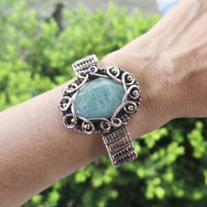 Handmade Copper Bracelet with Jade