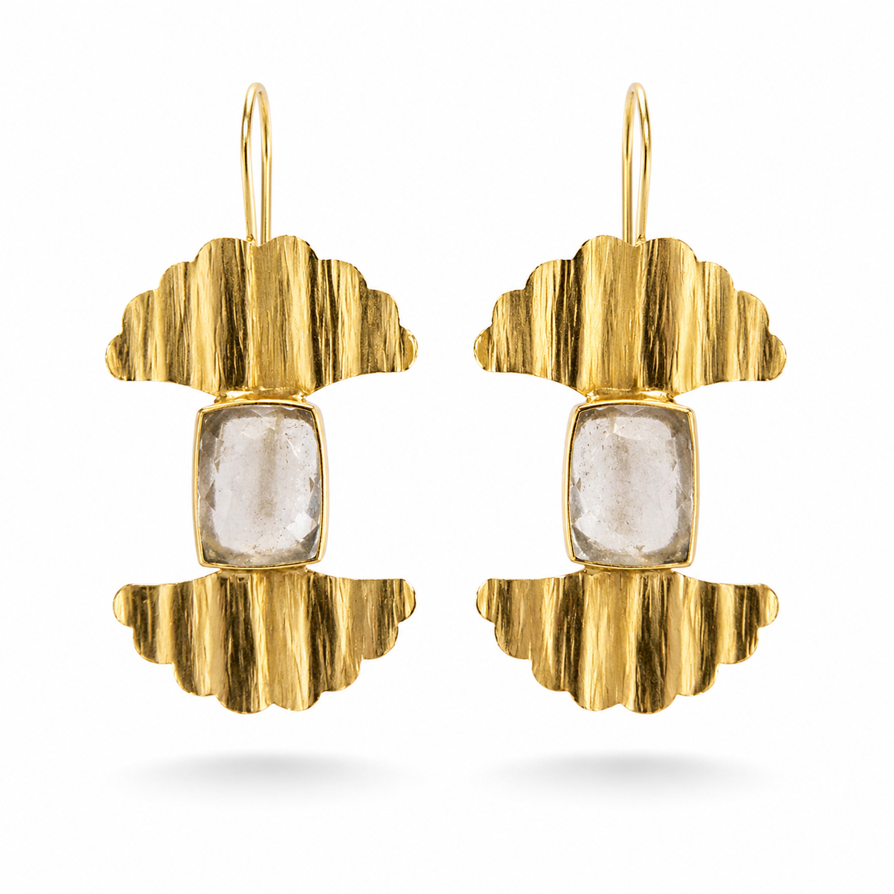 Crystal Quartz Gold Earrings
