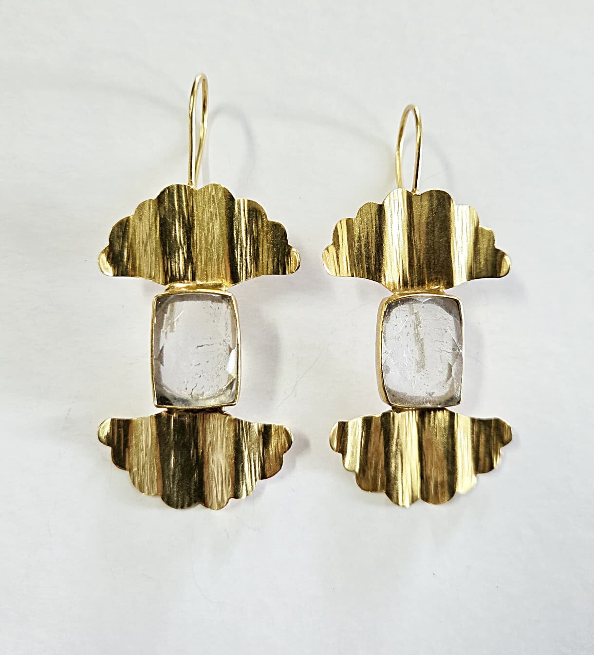 crystal quartz gold earrings