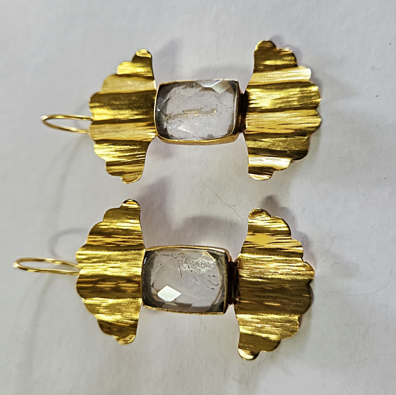 crystal quartz gold earrings