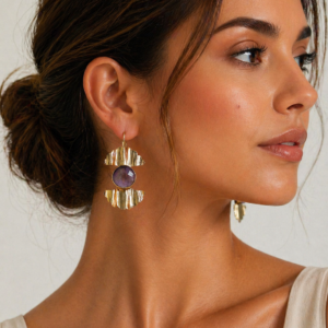earrings with amethyst