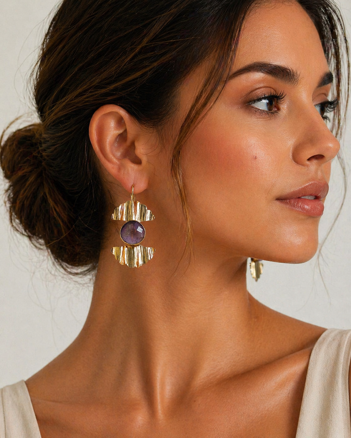 earrings with amethyst