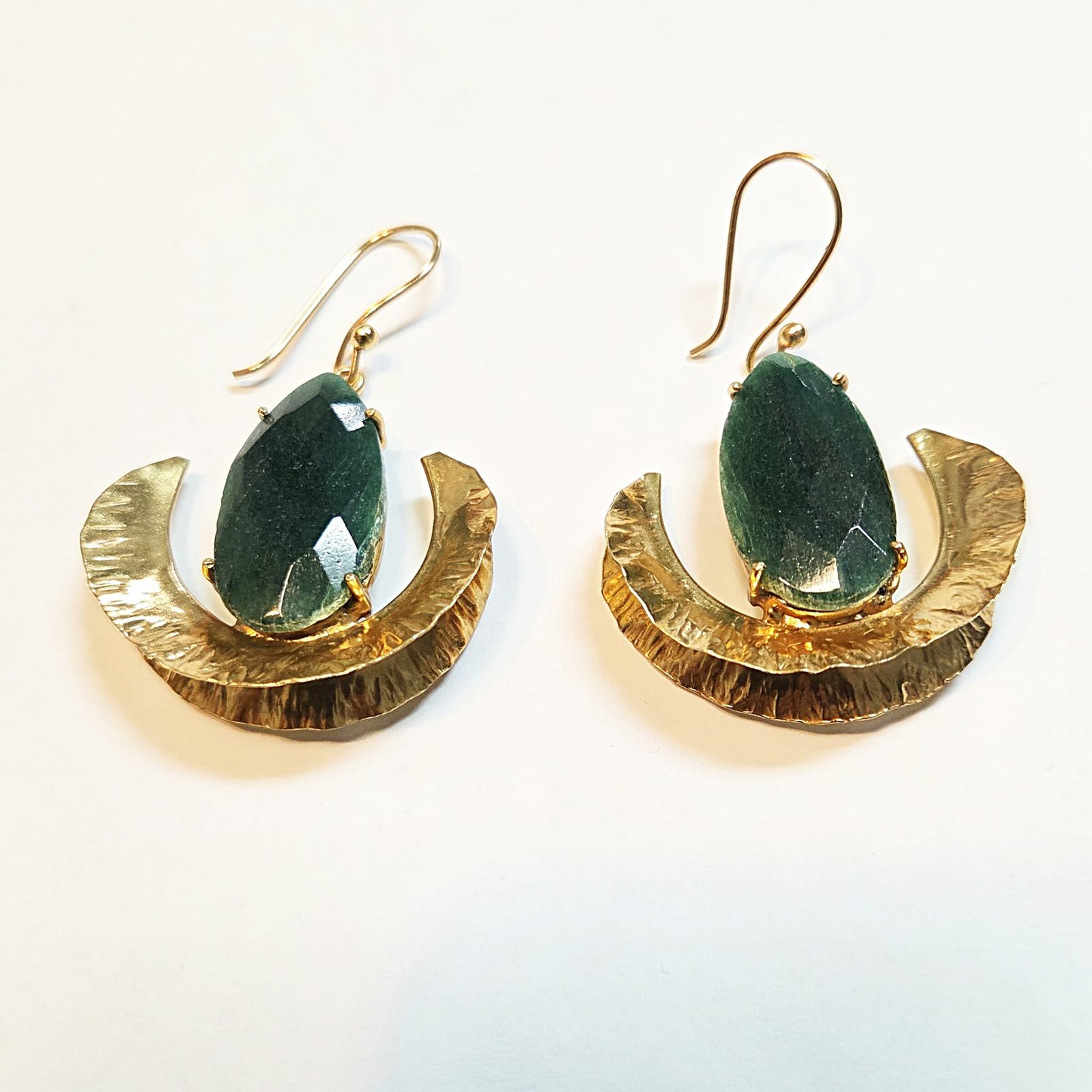 faceted green chalcedony earrings