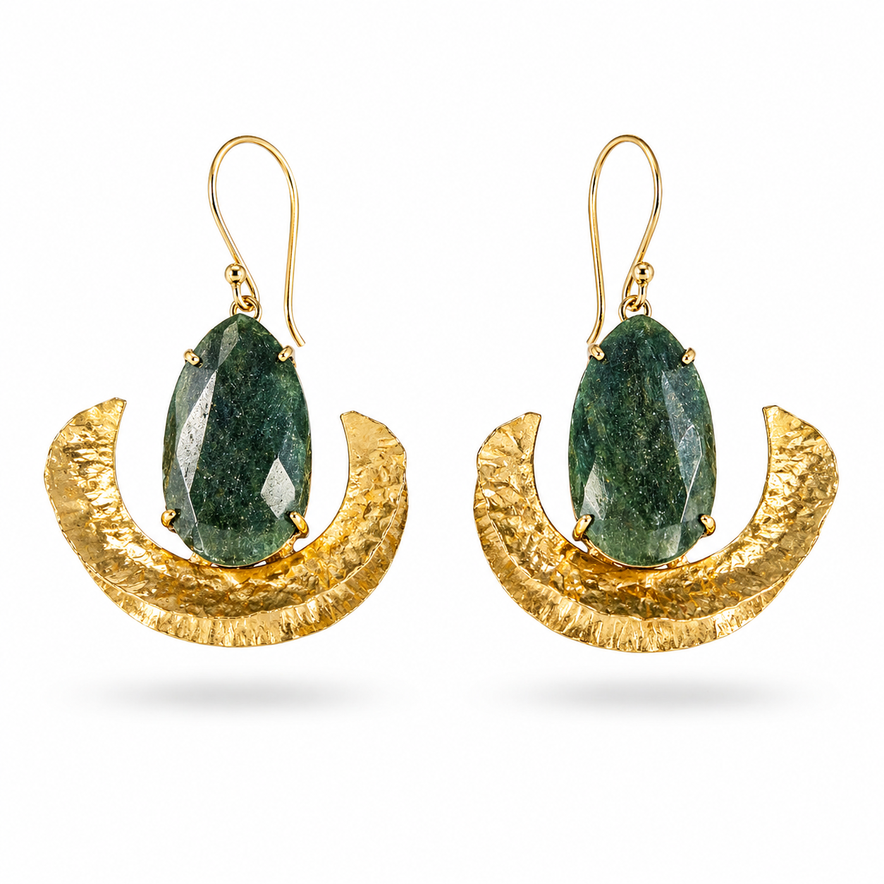 faceted green chalcedony earrings