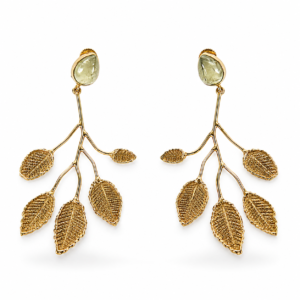 Gold Leaf Prehnite Earrings