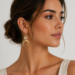 inverted moon crystal earrings