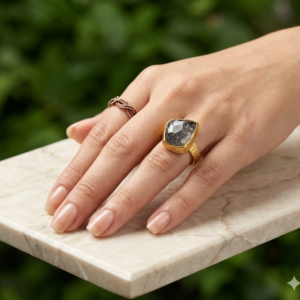 handmade leaf ring with moonstone