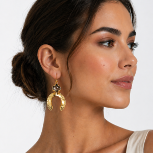 smoking quartz inverted moon earrings.
