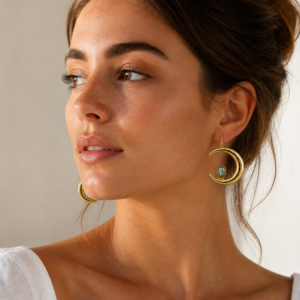 labradorite crescent moon earrings