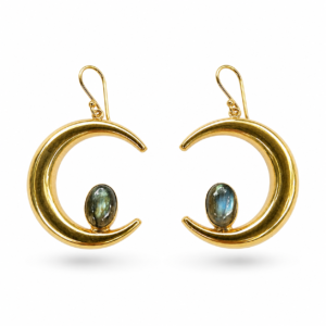 labradorite crescent moon earrings