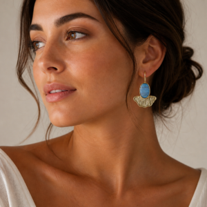 labradorite gold dangle earrings