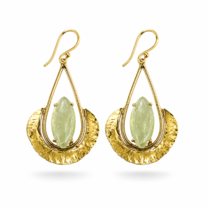 prehnite gold earrings