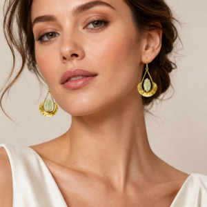 prehnite gold earrings