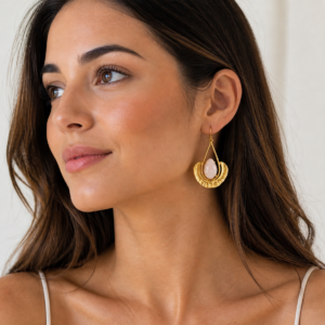 rose quartz drop earrings
